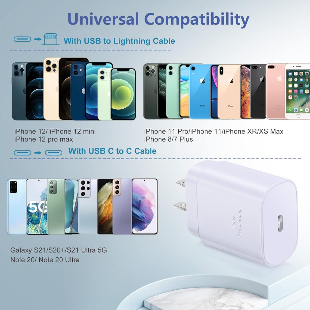 USB C Charger Block, Costyle 3 Pack 25W Super Fast Charger Type C Charging Block Compatible Iphone 15/14/13/12 Mini/11 Pro Max/Xs/Xr/Se/Ipad Pro, Samsung S25/S24/S23/S22 Ultra/S21 Plus/S20 Fe-White