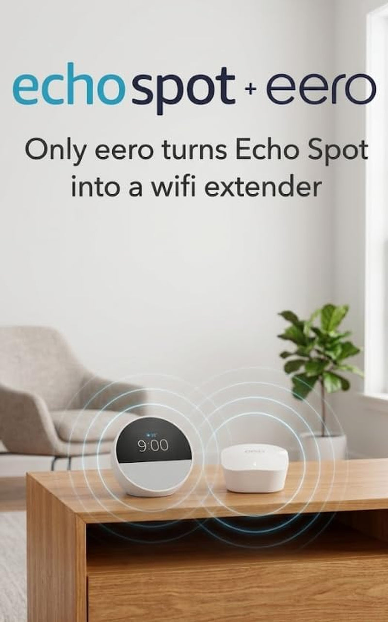 Amazon Echo Spot (Newest Model), Great for Nightstands, Offices and Kitchens, Smart Alarm Clock, Designed for Alexa+, Black