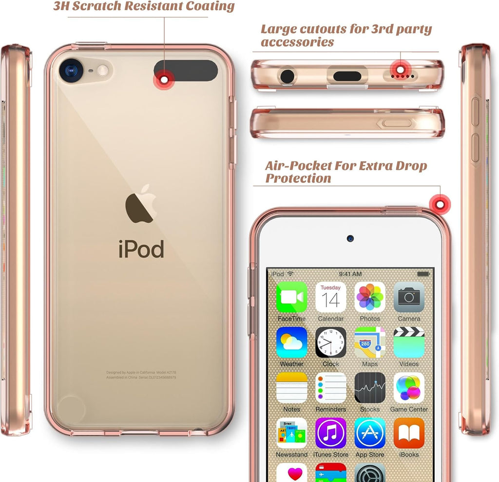 ULAK Compatible with Ipod Touch 7/6/5 Case [Anti-Yellowing], Rose Gold