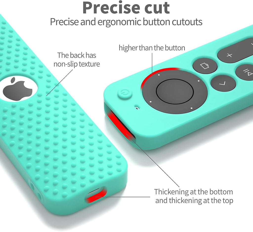 Hi Color Silicone Cover Compatible with Apple TV Siri Remote 3Rd 2023 Shockproof Protective Case for Apple TV 4K 2Nd 2021 Remote Sleeve with Lanyard(Mint Green)