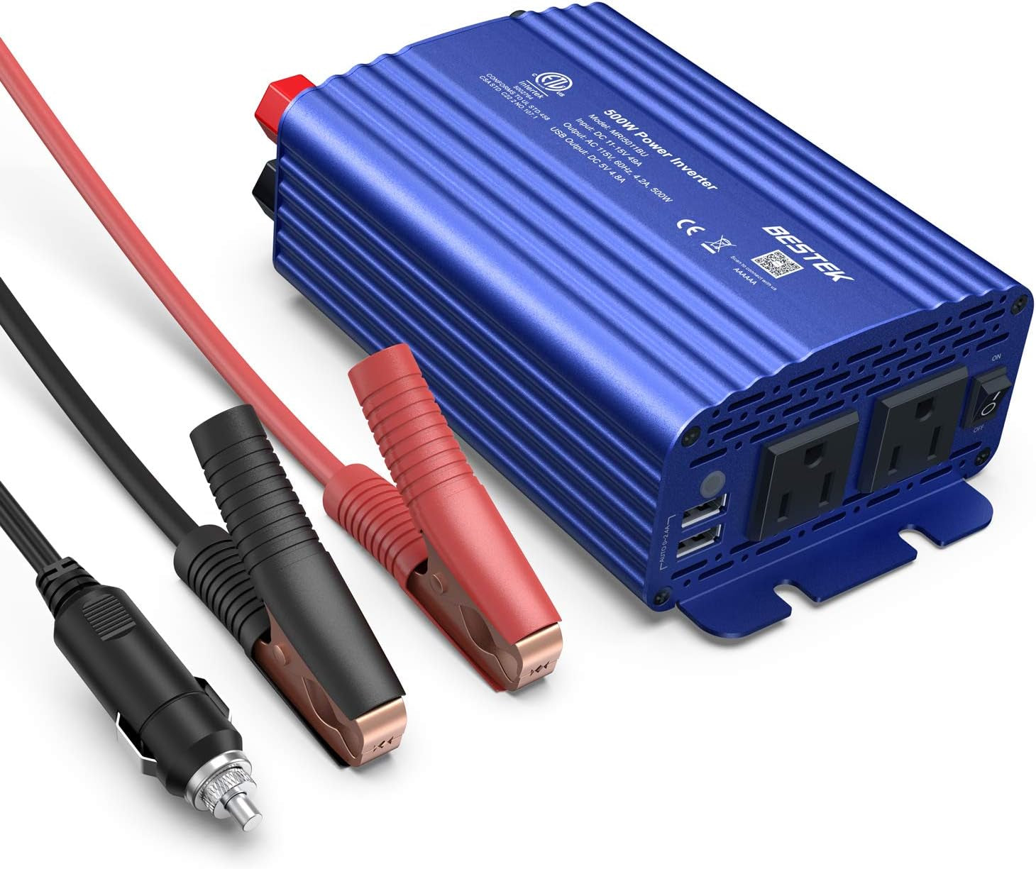 BESTEK 500W Power Inverter for Vehicles DC 12V to AC 110V Car Plug Adapter