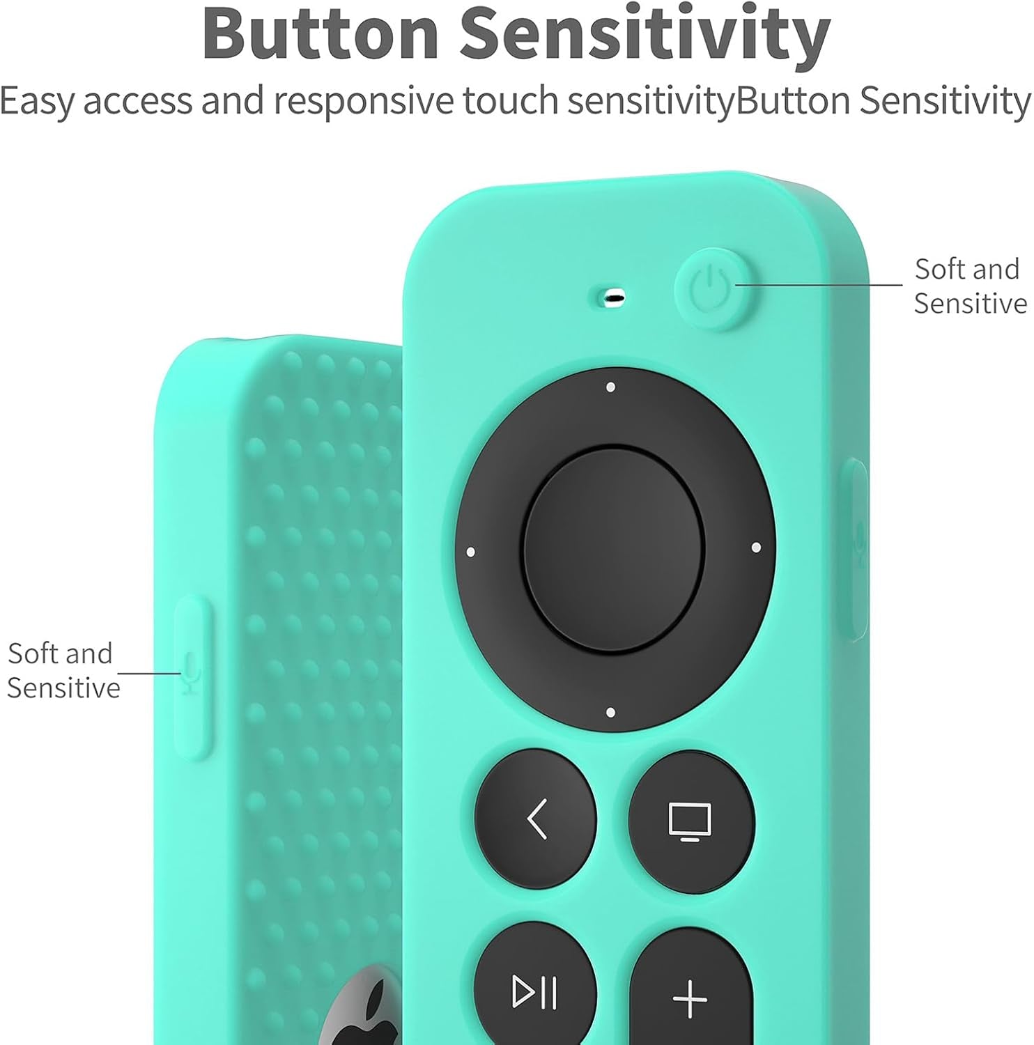Hi Color Silicone Cover Compatible with Apple TV Siri Remote 3Rd 2023 Shockproof Protective Case for Apple TV 4K 2Nd 2021 Remote Sleeve with Lanyard(Mint Green)