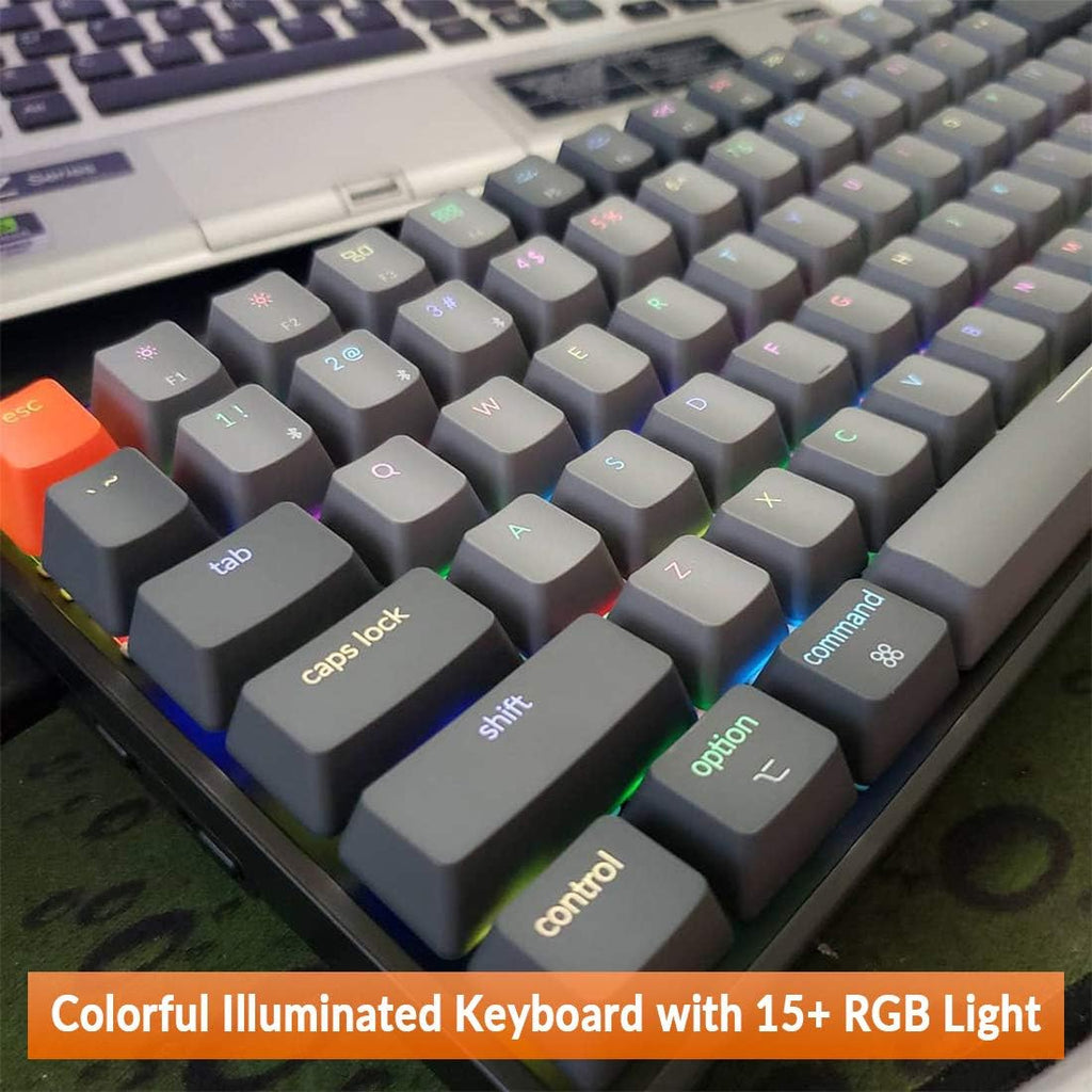 Keychron K2 75% Layout RGB Bluetooth Wireless Mechanical Keyboard with Keychron Super Brown Switch/Anti Ghosting/N-Key Rollover, Compact 84 Keys USB Wired Gaming Keyboard for Mac Windows-Version 2