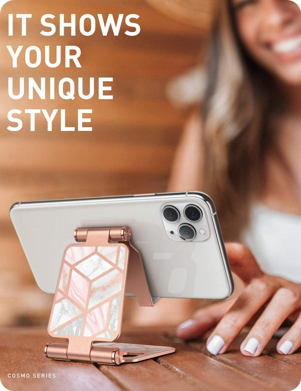 I-Blason Cell Phone Stand for Desk, Phone Holder Fits All Phones, Marble | Sturdy Stand, Foldable, Stylish