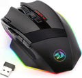 Redragon M801 Wireless Gaming Mouse, RGB Gaming Mouse with MMO 9 Programmable Macro Editing Buttons, up 16000 Adjustable DPI, Rapid Fire Button for Game, Windows,Pc - Wireless, Black
