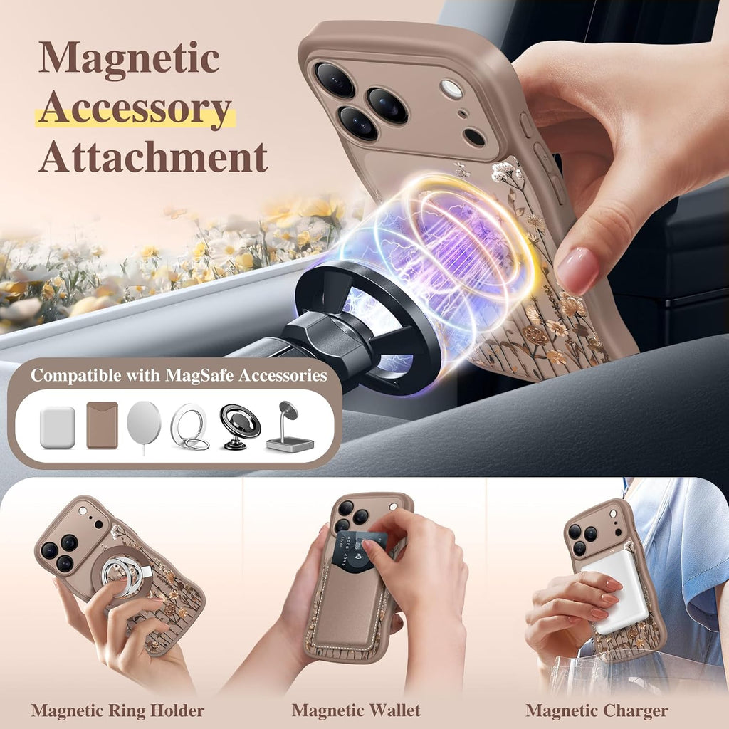 GVIEWIN for Iphone 17 Pro Max Case Compatible with Magsafe Curly Wave Edge