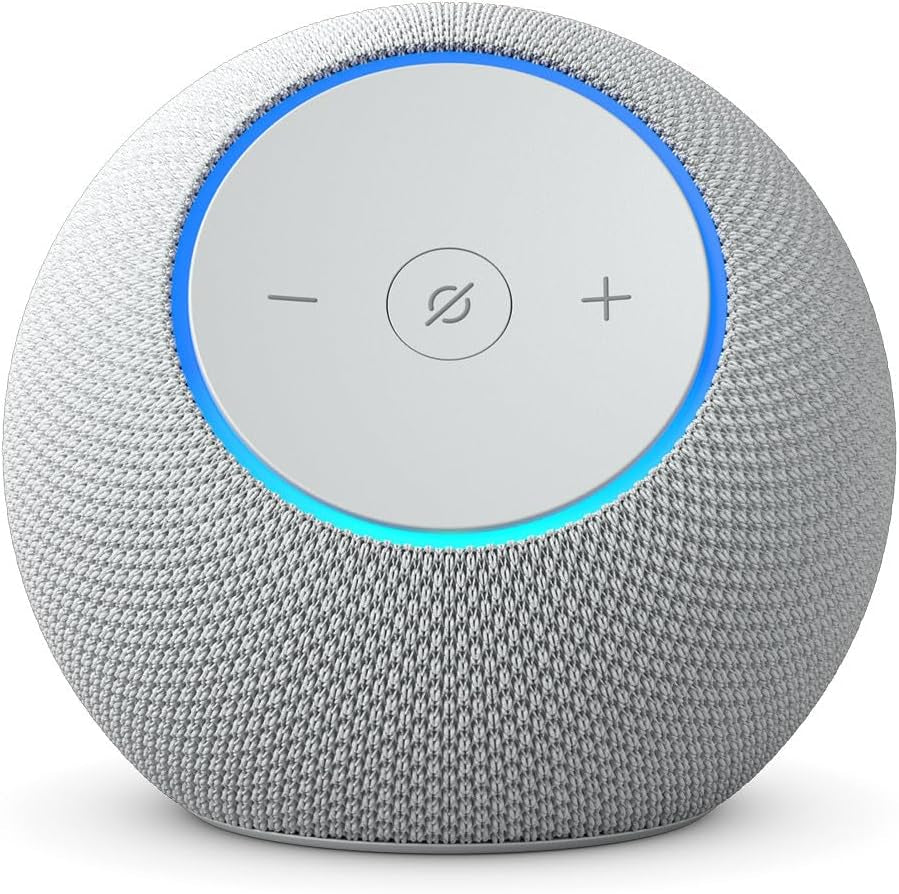Amazon Echo Dot Max (Newest Model), Alexa Speaker with Room-Filling Sound and Nearly 3X Bass, Great for Living Rooms and Medium-Sized Spaces, Designed for Alexa+, Glacier White