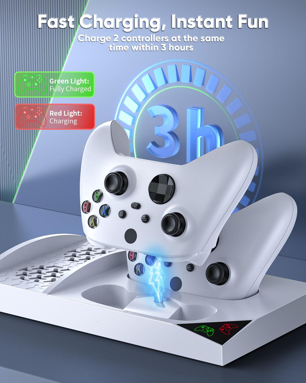 MENEEA Charger Stand Cooling Fan for Xbox Series S Console&Controller,White