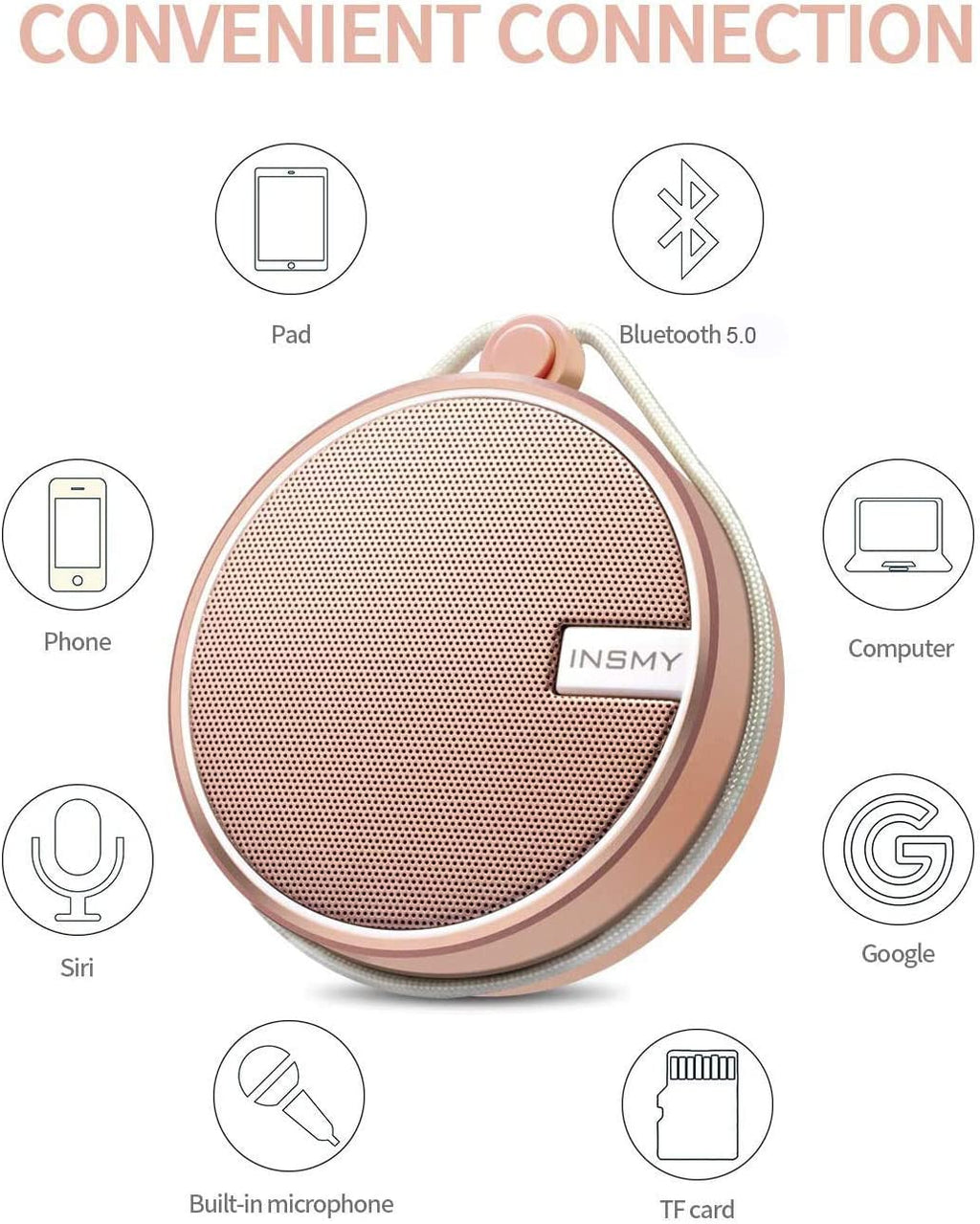 INSMY C12 IP67 Waterproof Shower Bluetooth Speakers Portable Small Speaker