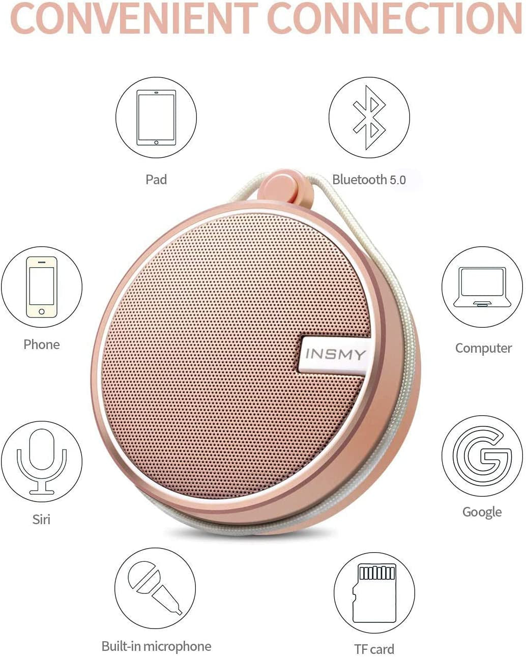 INSMY C12 IP67 Waterproof Shower Bluetooth Speakers Portable Small Speaker