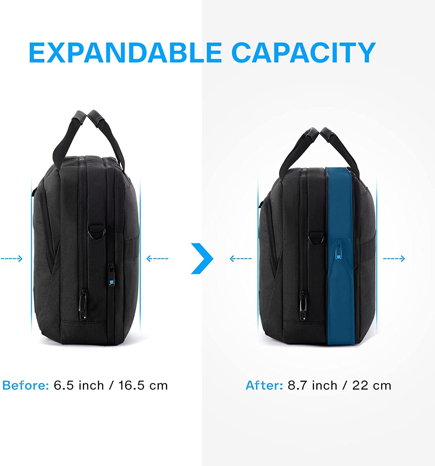 BAGSMART 17.3 Inch Laptop Bag Expandable Computer Bag Briefcase, Black