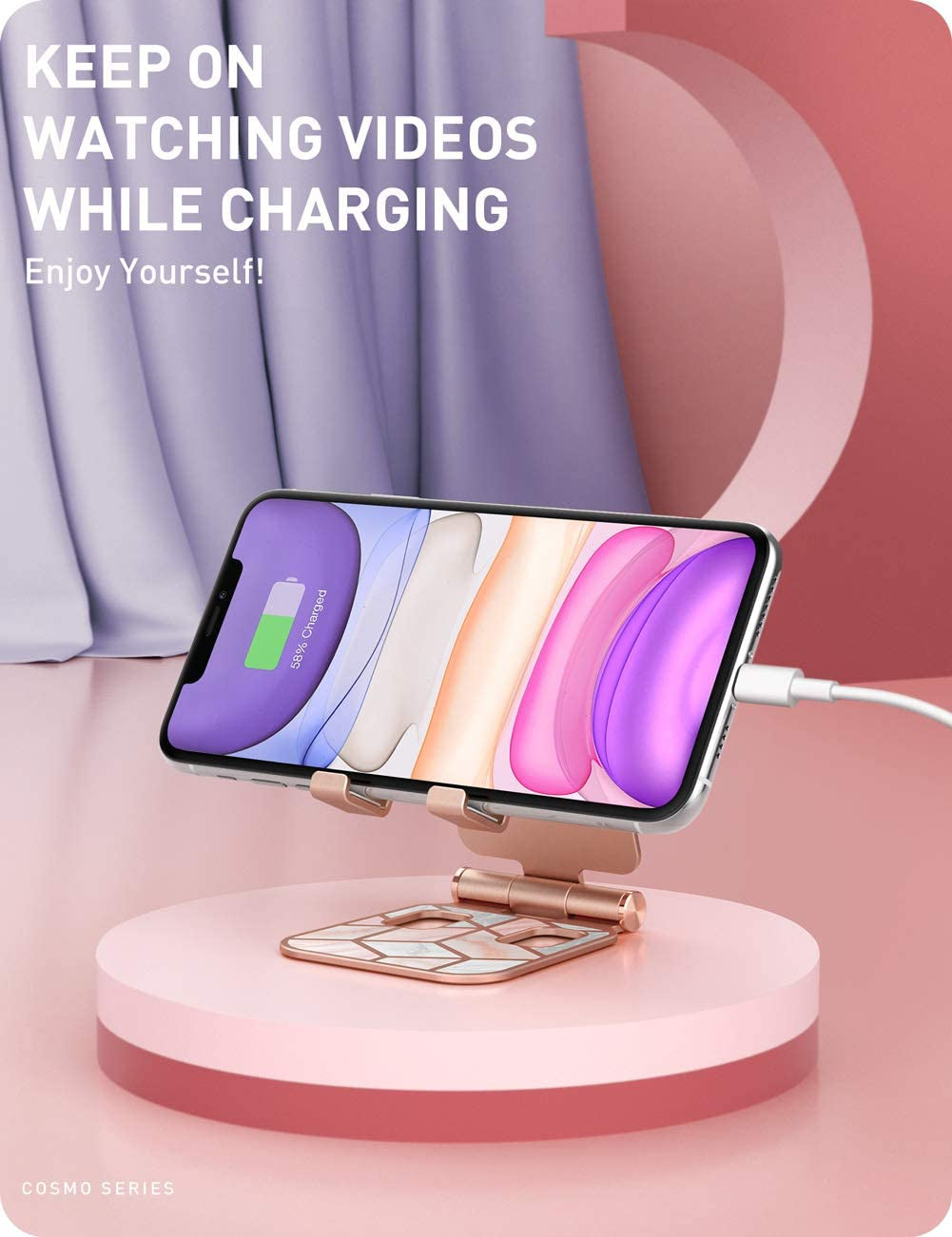 I-Blason Cell Phone Stand for Desk, Phone Holder Fits All Phones, Marble | Sturdy Stand, Foldable, Stylish
