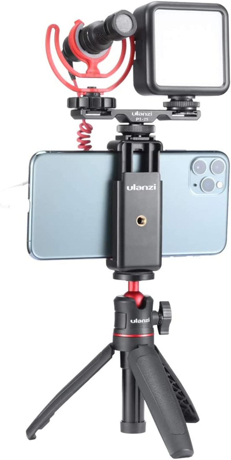 ULANZI ST-07 Phone Tripod Mount with Cold Shoe Mount for Microphone LED Video Light 1/4'' Tripod Screw for Iphone 11/Pro/Pro Max XS Max XR X 8 7 plus Samsung Galaxy Oneplus Google Pixel Vlog Vlogging