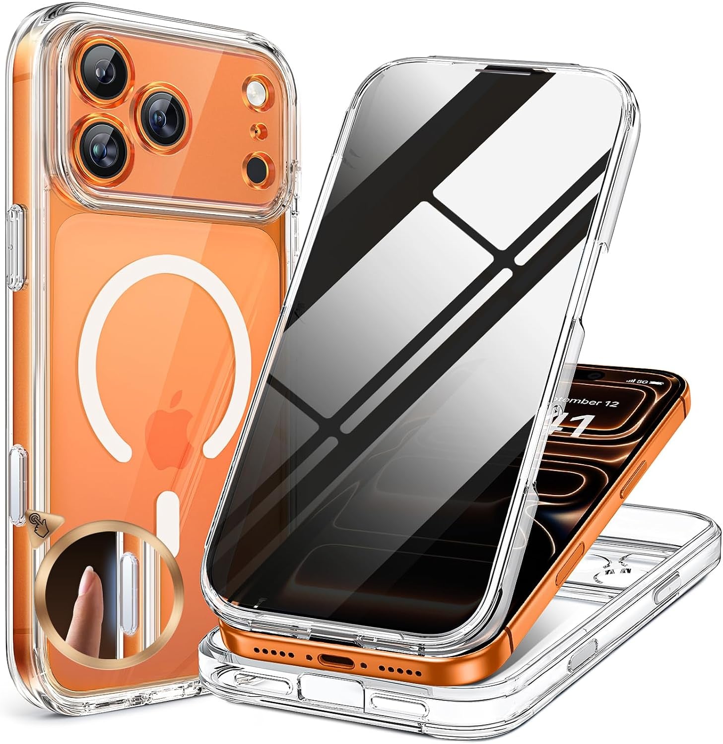 Miracase for Iphone 17 Pro Max Case with Privacy Screen Protector, Clear