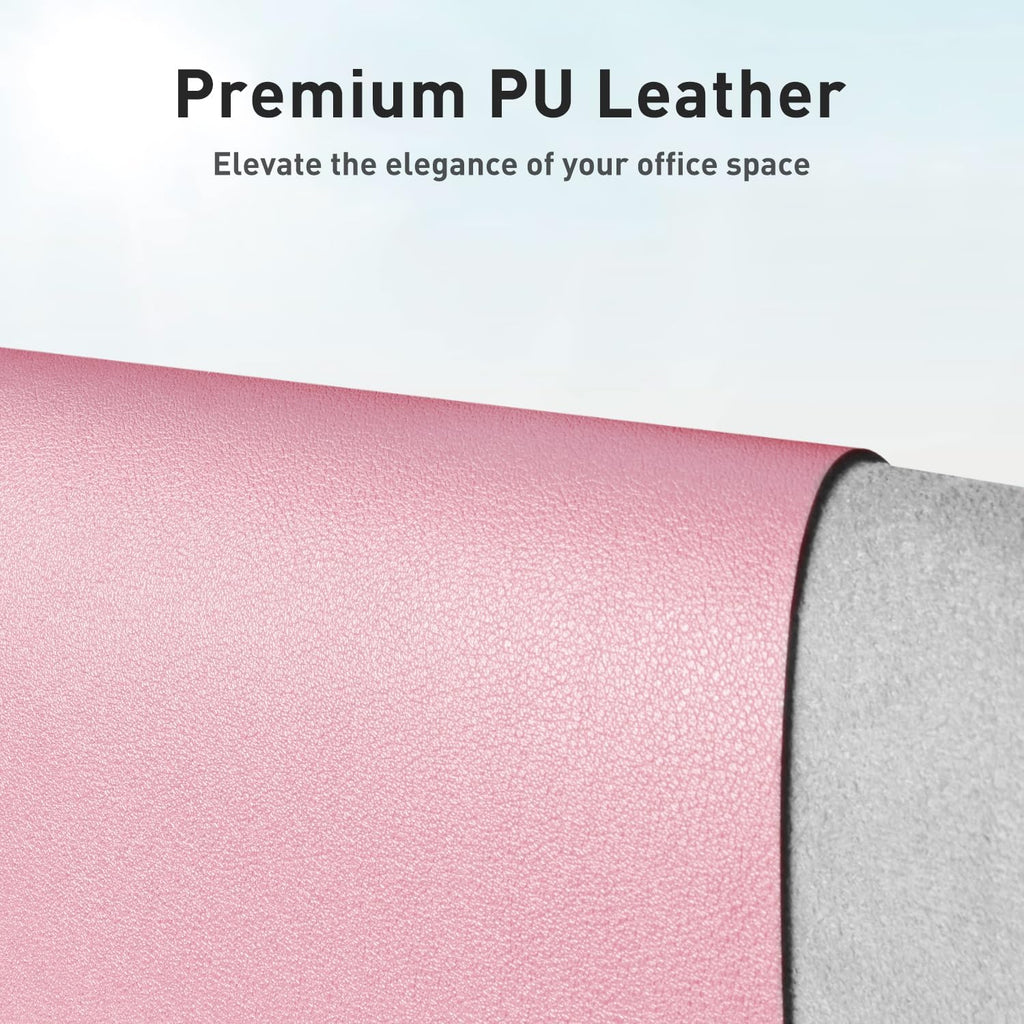 Aothia Leather Desk Pad Protector, Mouse Pad, Office Desk Mat, Non-Slip PU Leather Desk Blotter, Laptop Desk Pad, Waterproof Desk Writing Pad for Office and Home (31.5" X 15.7", Fairy Pink)