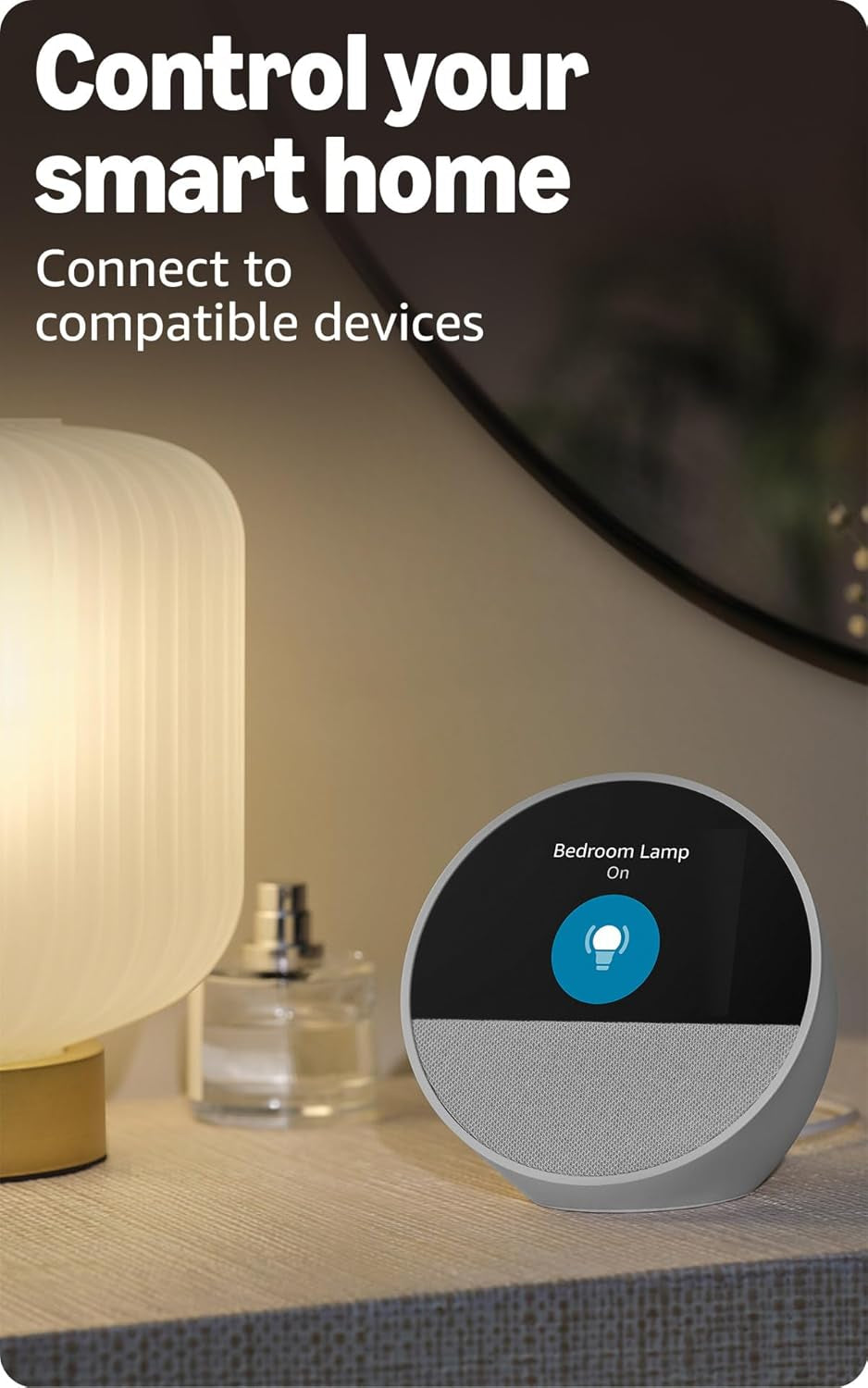 Amazon Echo Spot (Newest Model), Great for Nightstands, Offices and Kitchens, Smart Alarm Clock, Designed for Alexa+, Black