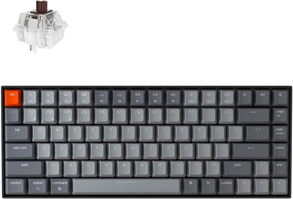 Keychron K2 75% Layout RGB Bluetooth Wireless Mechanical Keyboard with Keychron Super Brown Switch/Anti Ghosting/N-Key Rollover, Compact 84 Keys USB Wired Gaming Keyboard for Mac Windows-Version 2