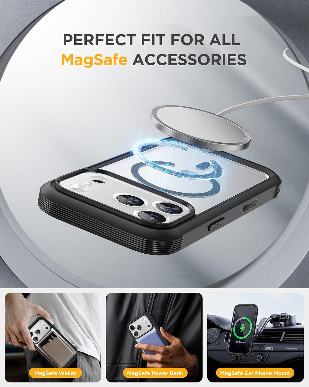 Miracase for Iphone 17 Pro Max Case with Privacy Screen Protector, Black