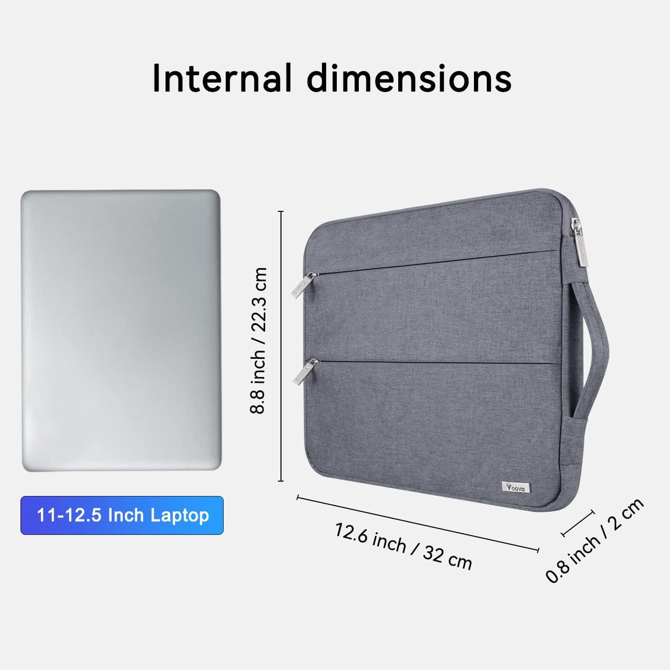 V Voova 11-12 Inch Waterproof Laptop Sleeve with Handle, Grey