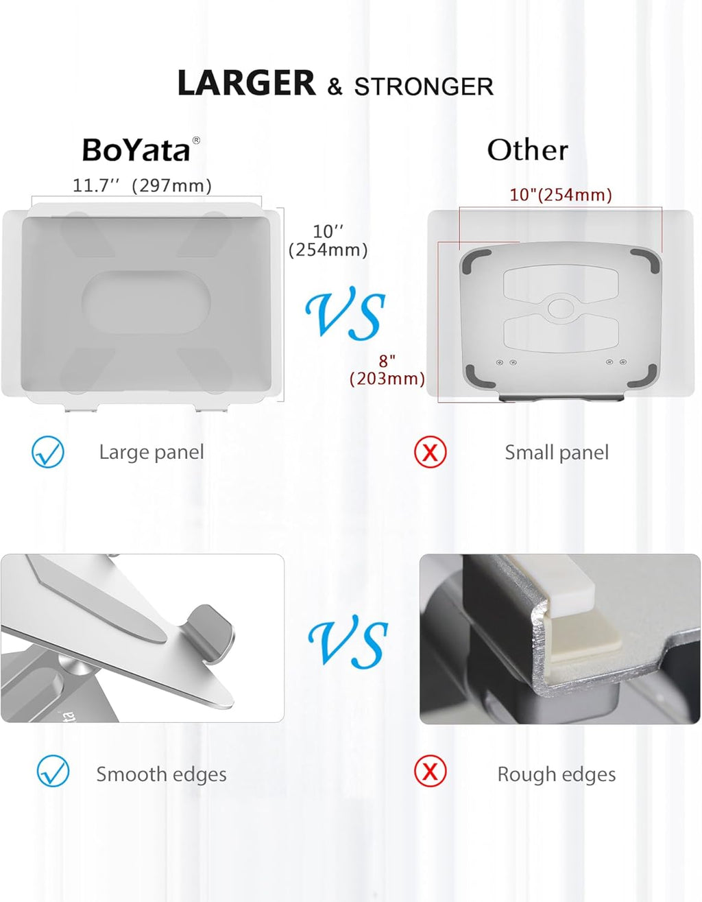Boyata Laptop Stand, Adjustable Multi-Angle Riser, up to 17 Inches, Silver