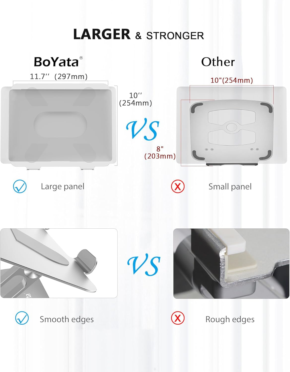 Boyata Laptop Stand, Adjustable Multi-Angle Riser, up to 17 Inches, Silver