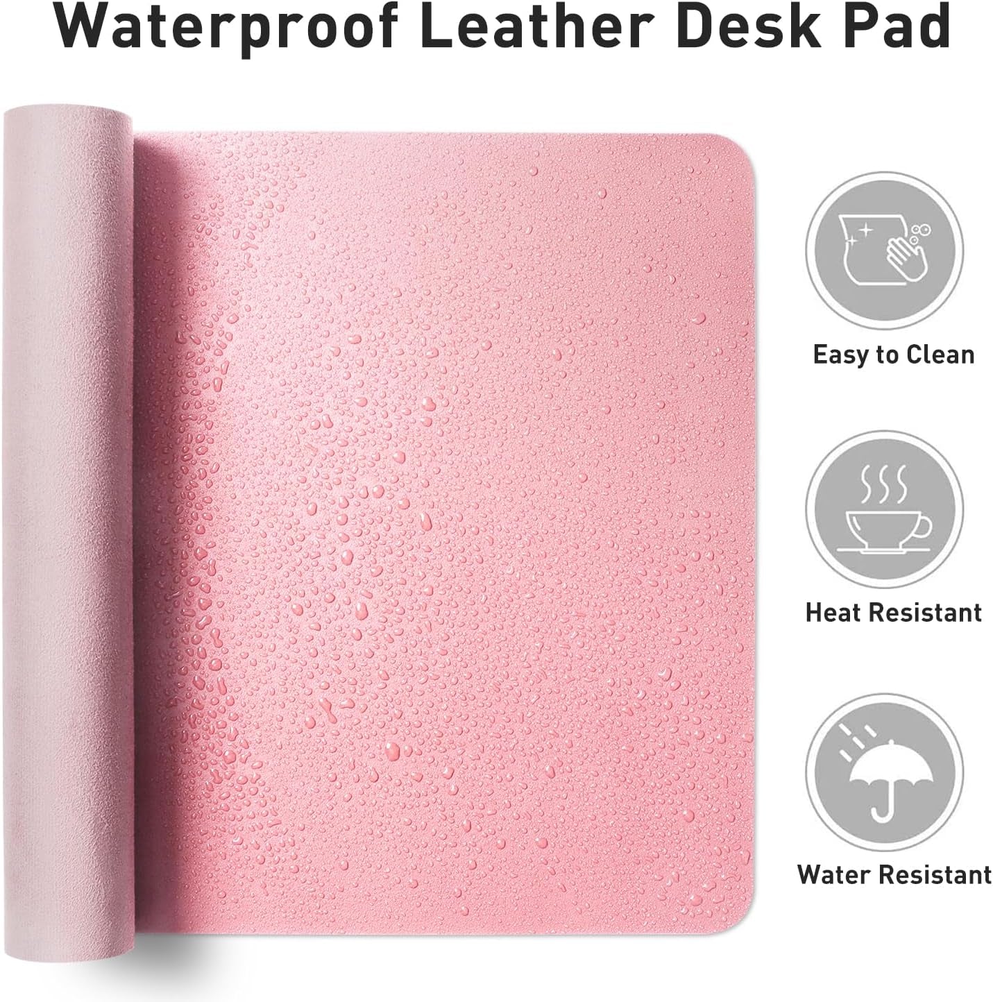 Aothia Leather Desk Pad Protector, Mouse Pad, Office Desk Mat, Non-Slip PU Leather Desk Blotter, Laptop Desk Pad, Waterproof Desk Writing Pad for Office and Home (31.5" X 15.7", Fairy Pink)