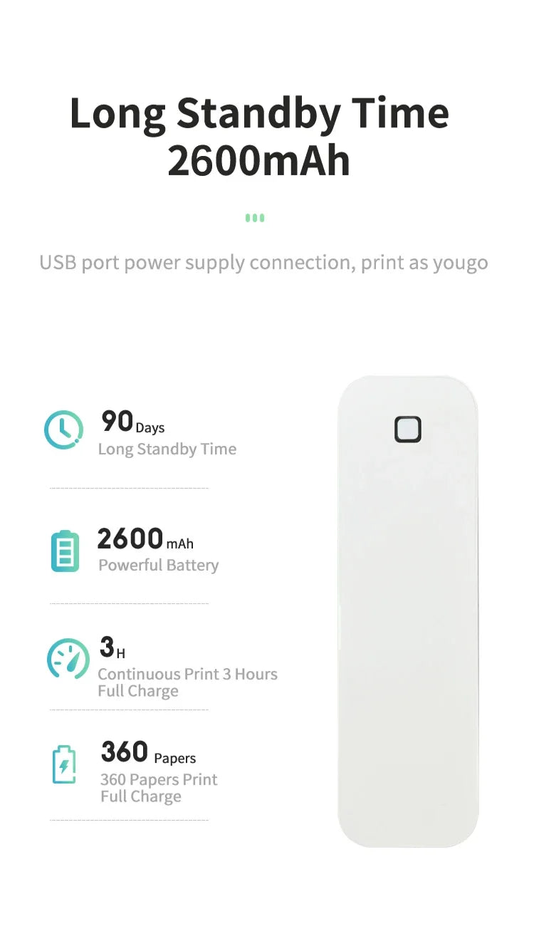 Portable A4 Thermal Printer Document Tattoo Printer Bluetooth Wireless Mini Printer Notes lmage Photo Printing Machine A4 Paper