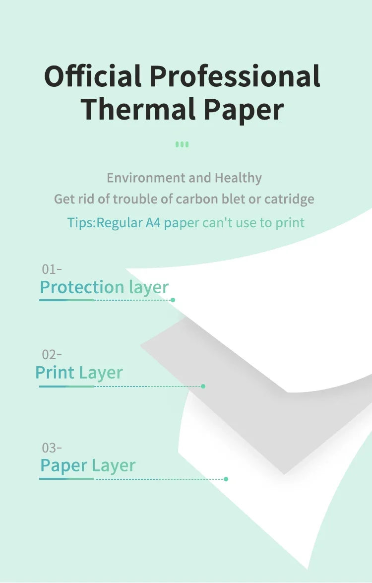 Portable A4 Thermal Printer Document Tattoo Printer Bluetooth Wireless Mini Printer Notes lmage Photo Printing Machine A4 Paper