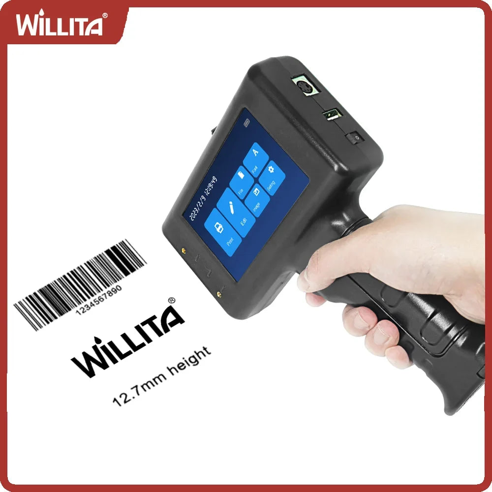 Willita Handheld Thermal Inkjet Printer English Language Production Date Number Logo Expiry Date Label Plastic Hand Jet Printer