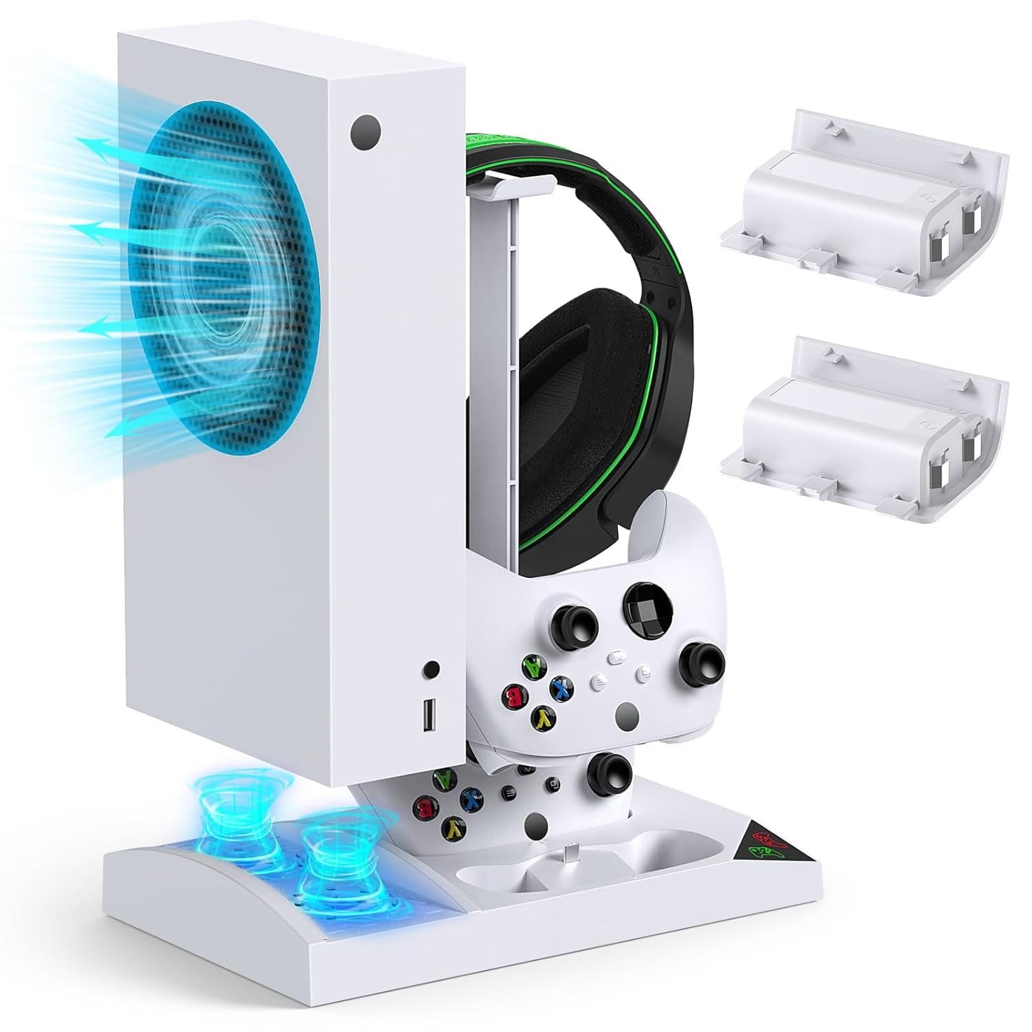 MENEEA Charger Stand Cooling Fan for Xbox Series S Console&Controller,White