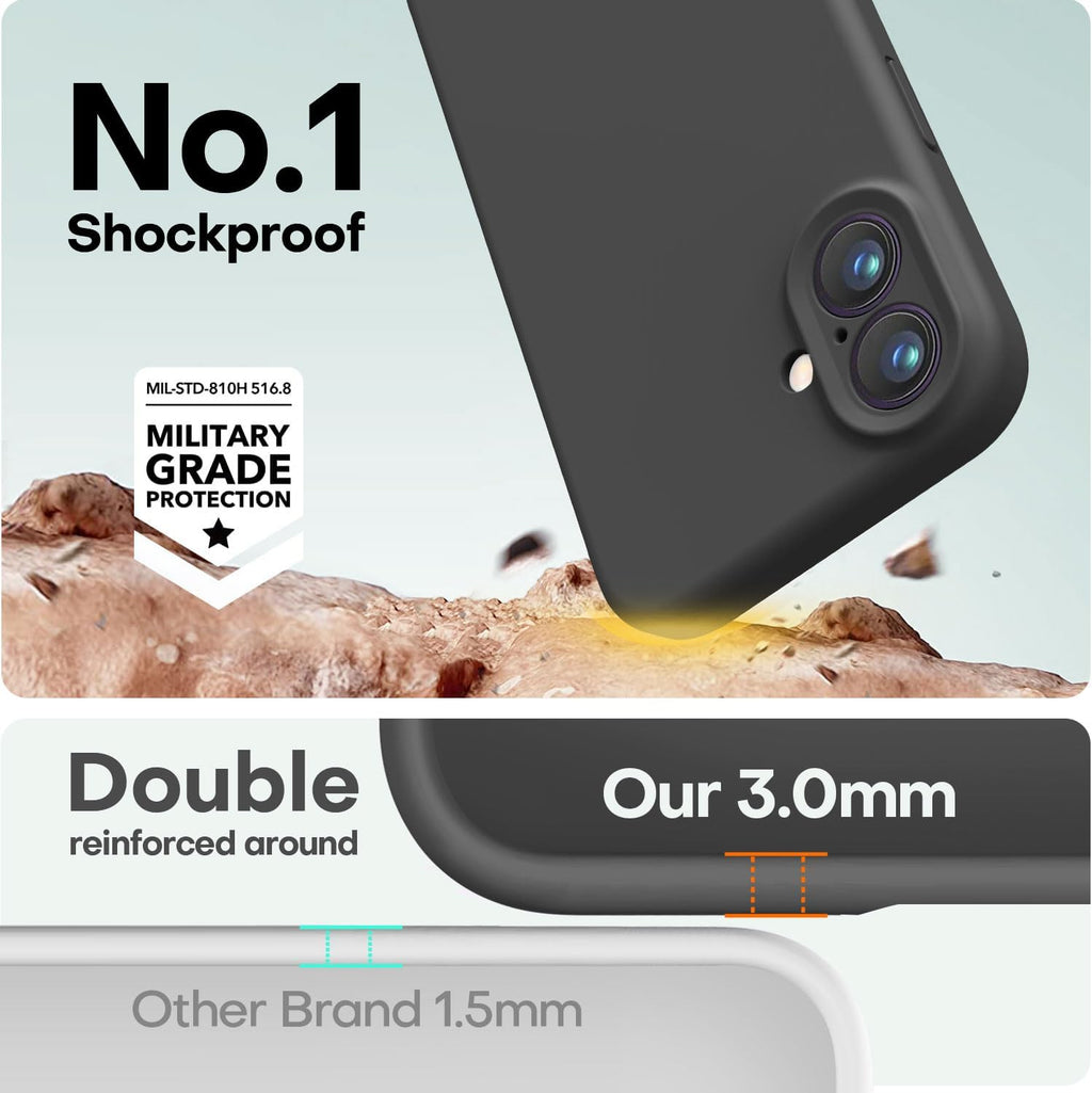 LOVE 3000 Designed for Iphone 16 Case, Premium Silicone with [Soft Anti-Scratch Microfiber Lining] Shockproof Protective Phone Case for Men Women Girls 6.1", Black