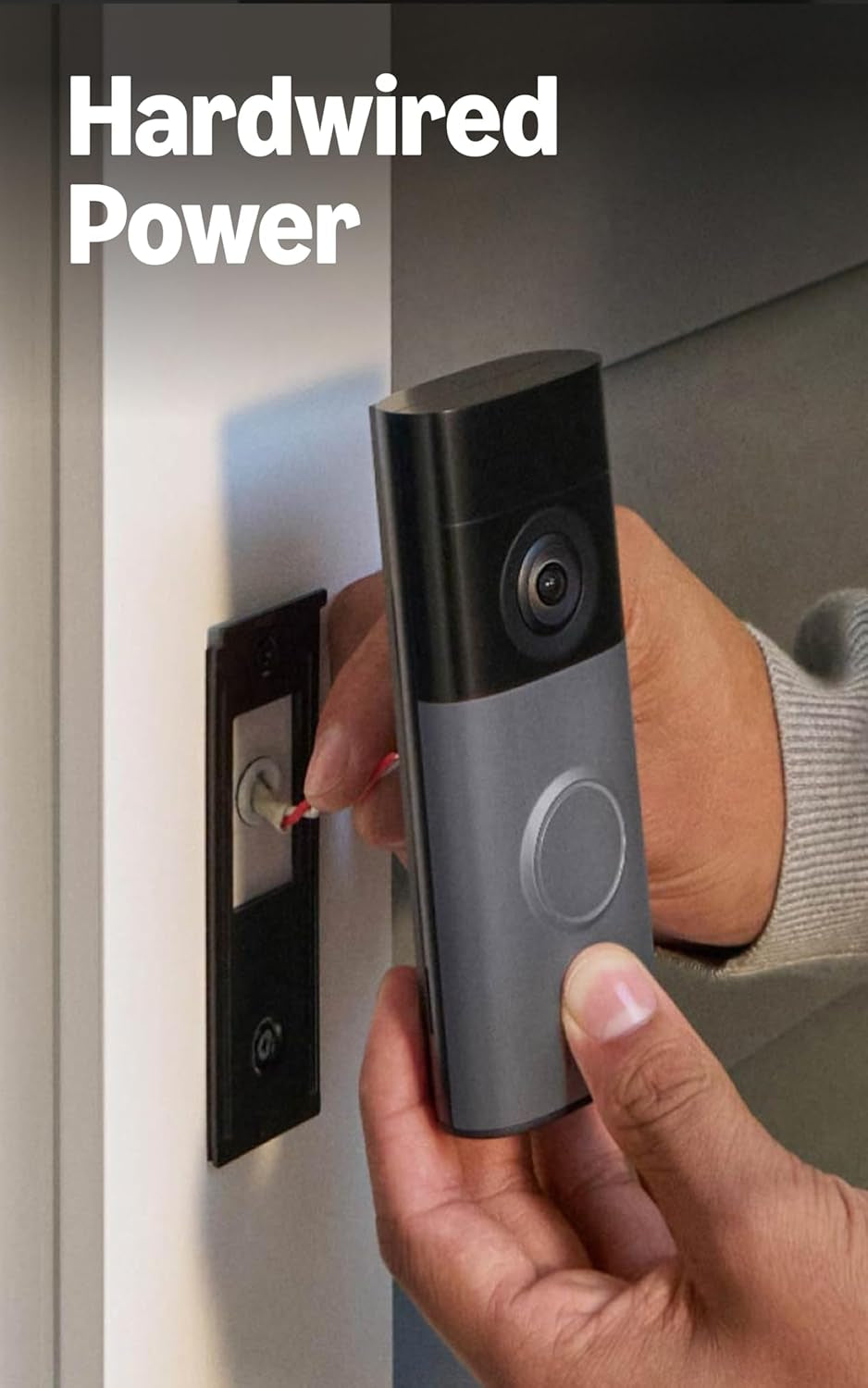 Ring Wired Doorbell 2K (Newest Model), Retinal 2K with Wide-Angle Video, up to 6X Enhanced Zoom, and Two-Way Talk, Speckled Gray