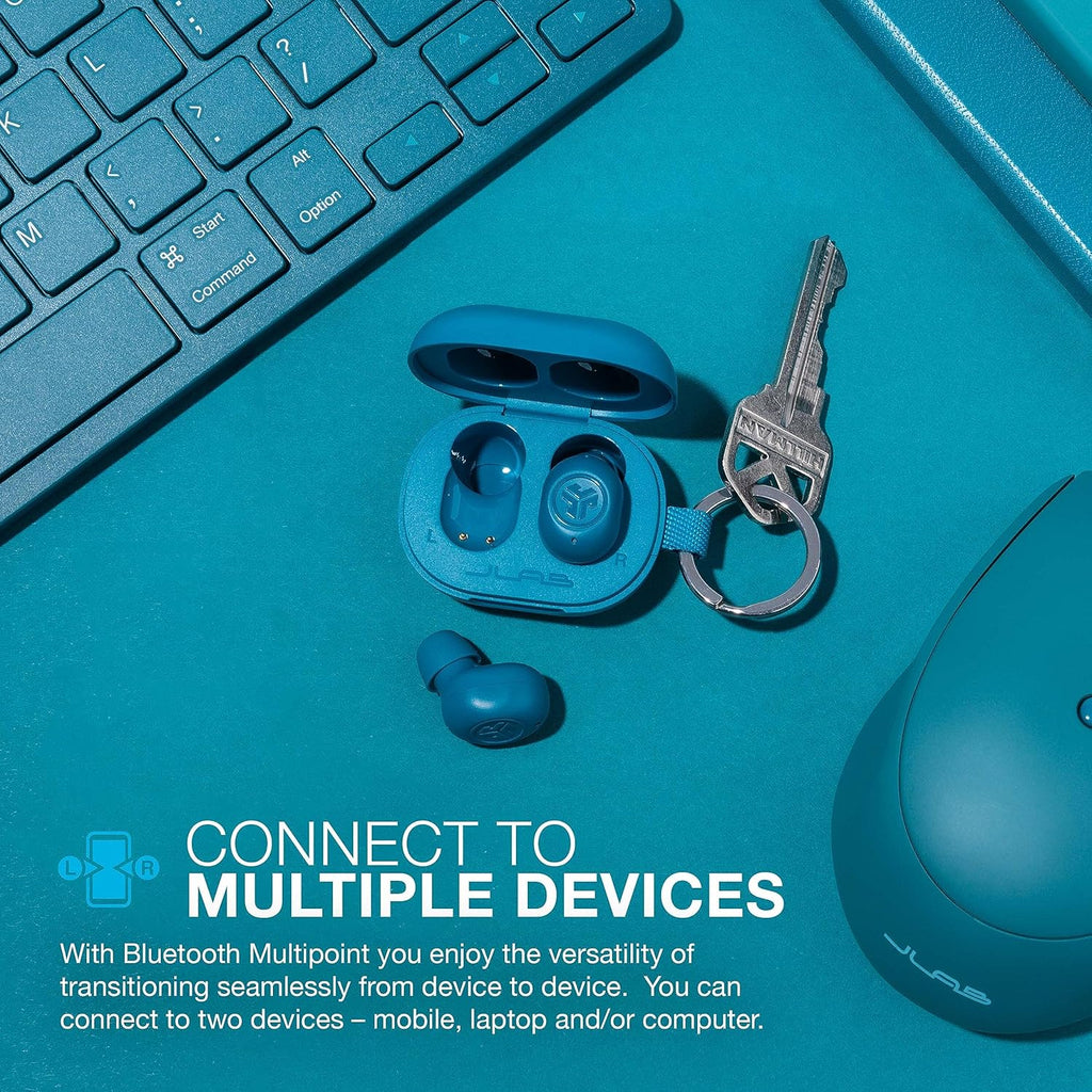 Jlab Jbuds Mini, True Wireless Earbuds, Bluetooth Multipoint, IP55 Sweat Resistant, Be Aware Audio, Teal