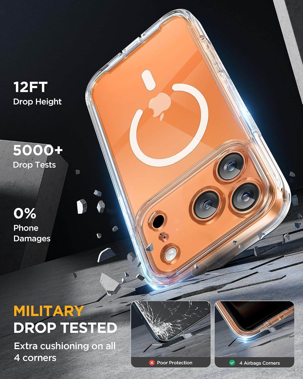 Miracase for Iphone 17 Pro Max Case with Privacy Screen Protector, Clear