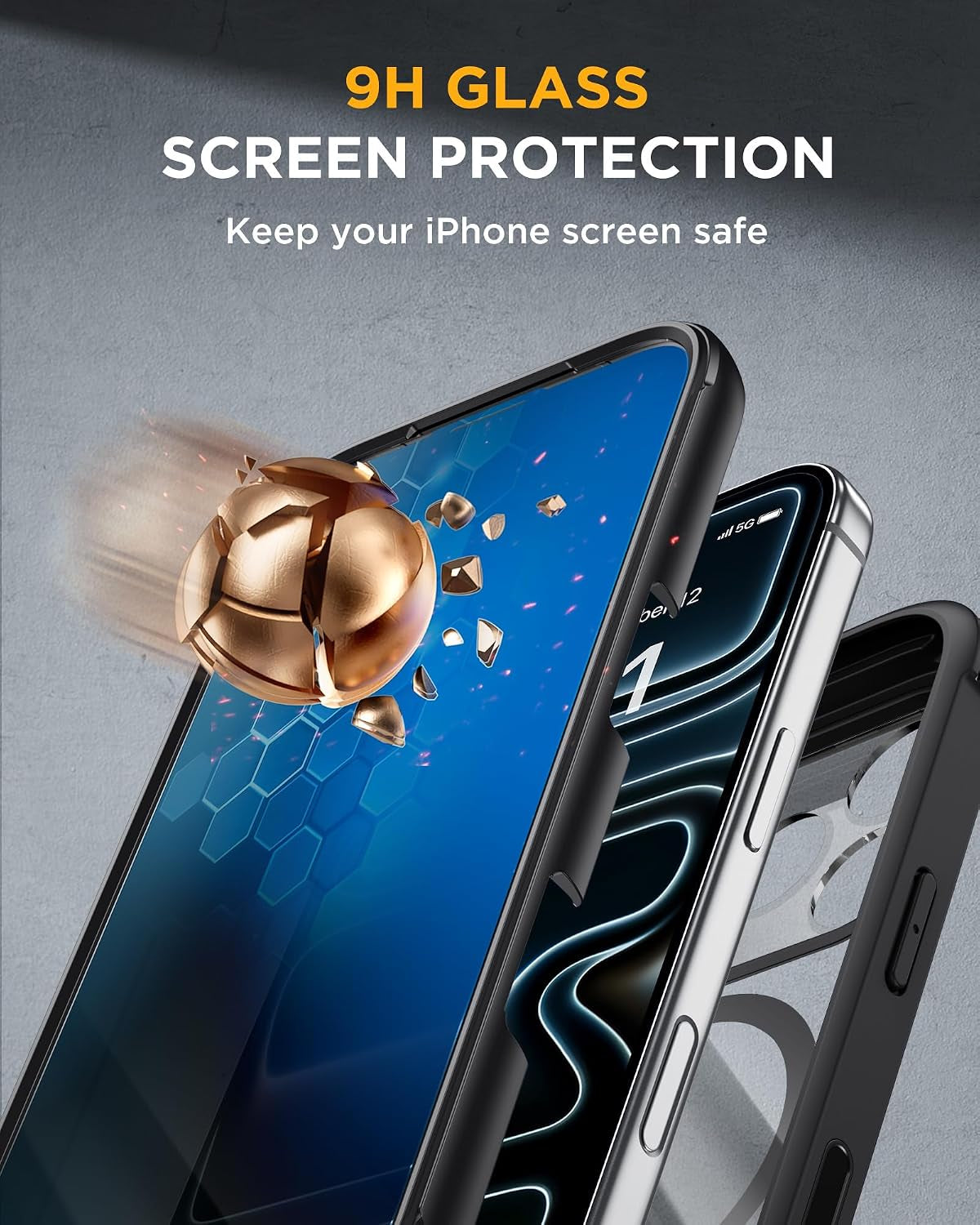 Miracase for Iphone 17 Pro Max Case with Privacy Screen Protector, Black