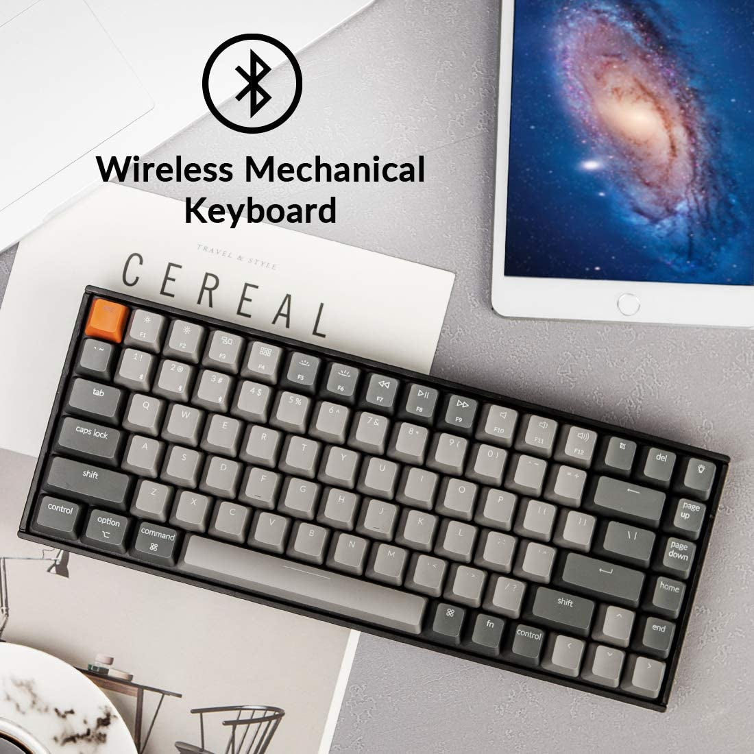 Keychron K2 75% Layout RGB Bluetooth Wireless Mechanical Keyboard with Keychron Super Brown Switch/Anti Ghosting/N-Key Rollover, Compact 84 Keys USB Wired Gaming Keyboard for Mac Windows-Version 2