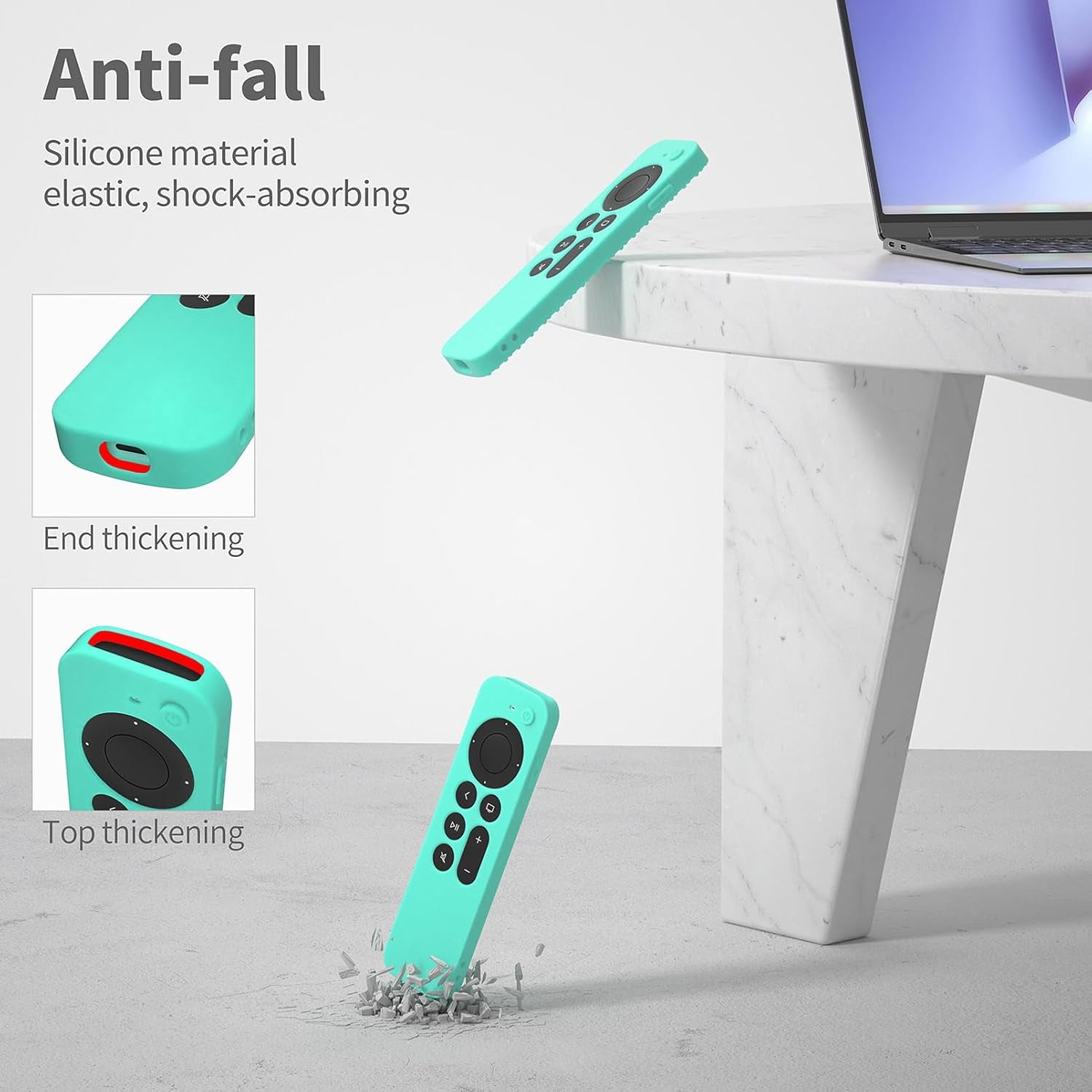 Hi Color Silicone Cover Compatible with Apple TV Siri Remote 3Rd 2023 Shockproof Protective Case for Apple TV 4K 2Nd 2021 Remote Sleeve with Lanyard(Mint Green)