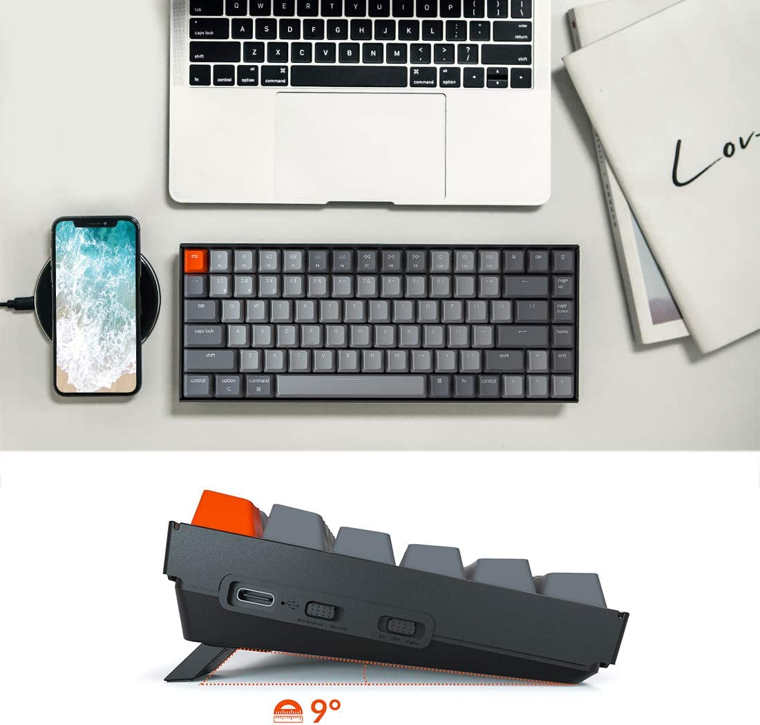 Keychron K2 75% Layout RGB Bluetooth Wireless Mechanical Keyboard with Keychron Super Brown Switch/Anti Ghosting/N-Key Rollover, Compact 84 Keys USB Wired Gaming Keyboard for Mac Windows-Version 2