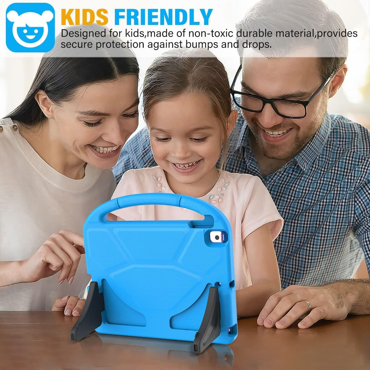 SUPLIK Kids Case for Ipad 9Th/8Th/7Th Generation - Ipad 10.2 Inch 2021/2020/2019 Case with Built-In Screen Protector, Durable Shockproof Handle Stand Kids Cover for Apple Ipad 7/8/9 Gen, Blue