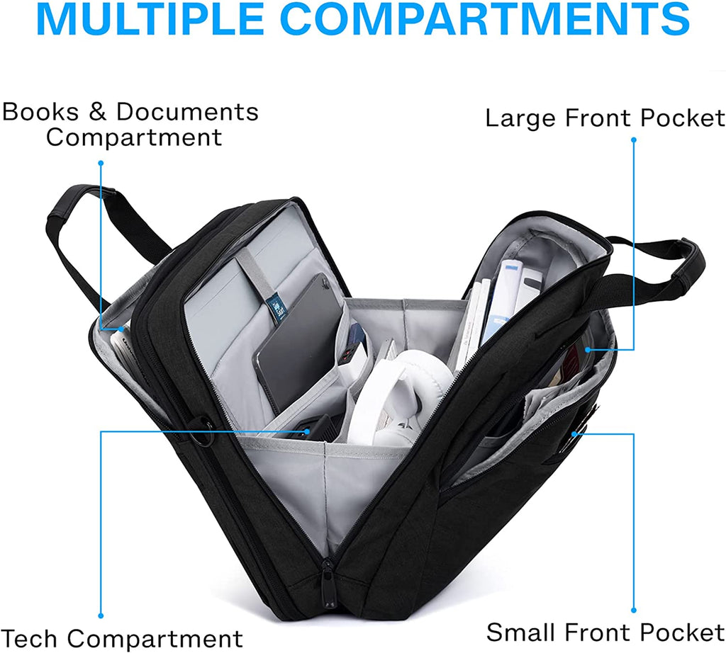 BAGSMART 17.3 Inch Laptop Bag Expandable Computer Bag Briefcase, Black