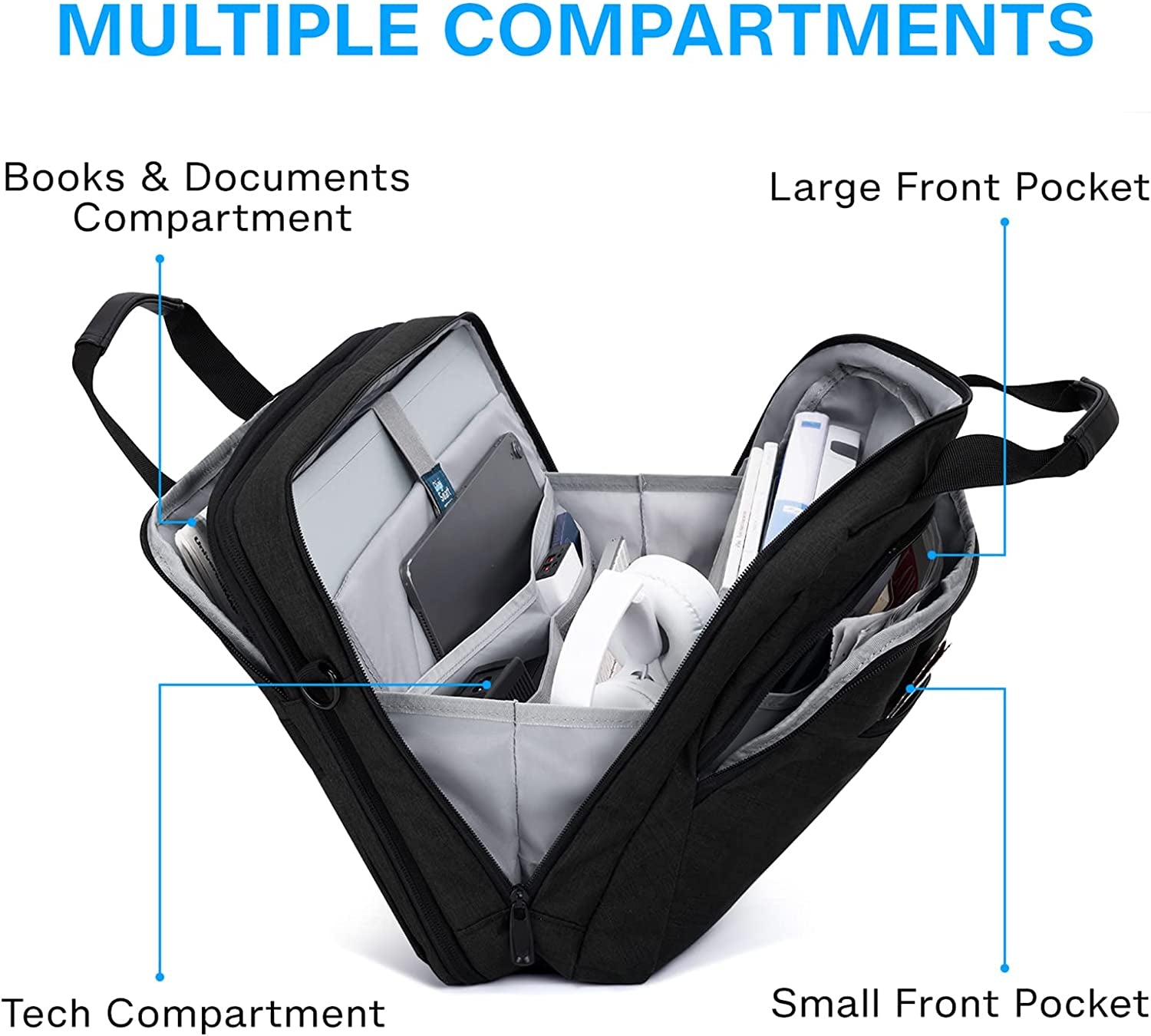 BAGSMART 17.3 Inch Laptop Bag Expandable Computer Bag Briefcase, Black